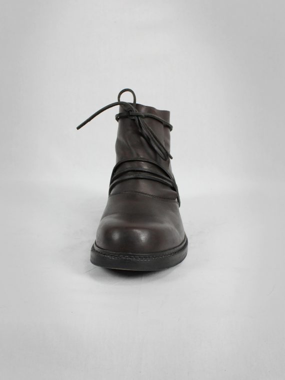 vaniitas vintage Dirk Bikkembergs brown boots with flap and laces through the soles 1990S 90S 7555
