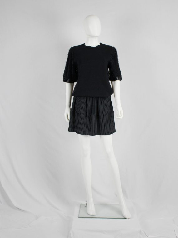 vaniitas vintage Issey Miyake black flared skirt with creased pleats 1980s 80S 5603