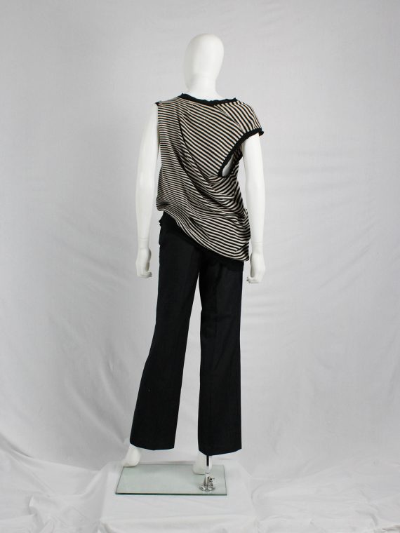 vaniitas vintage Maison Martin Margiela beige and black striped top stretched out on one side spring 2005 9184