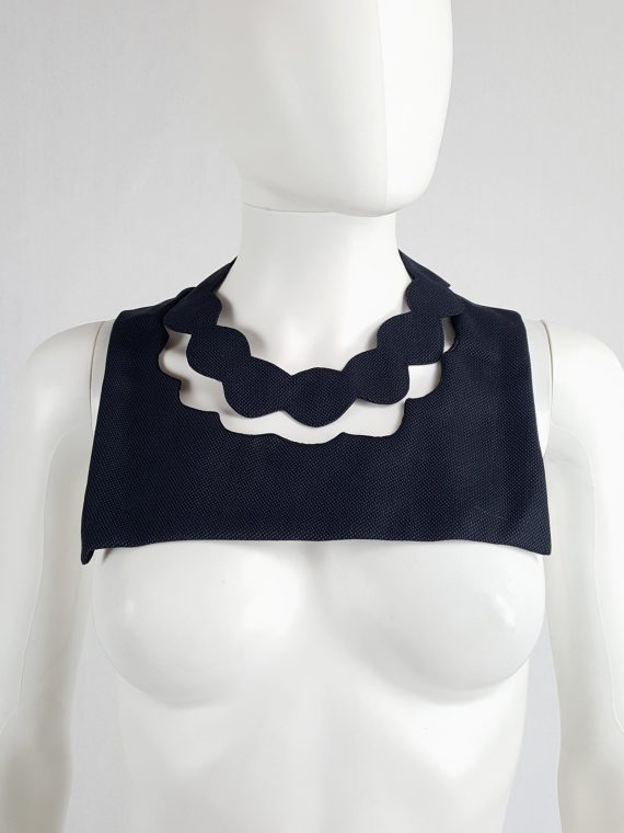 vaniitas vintage Maison Martin Margiela dark blue fabric square with cut out pearl necklace fall 2005 124906(0)