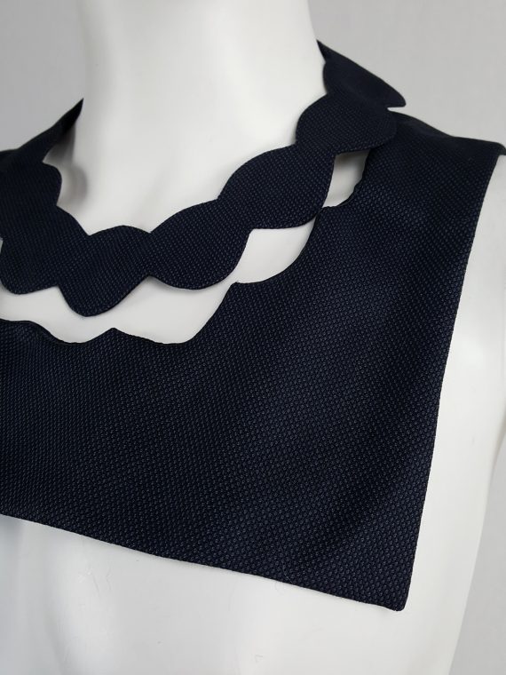 vaniitas vintage Maison Martin Margiela dark blue fabric square with cut out pearl necklace fall 2005 124944