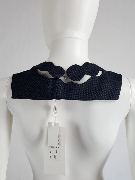 vaniitas vintage Maison Martin Margiela dark blue fabric square with cut out pearl necklace fall 2005 125034