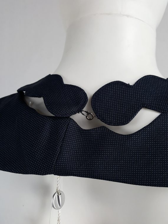 vaniitas vintage Maison Martin Margiela dark blue fabric square with cut out pearl necklace fall 2005 125045
