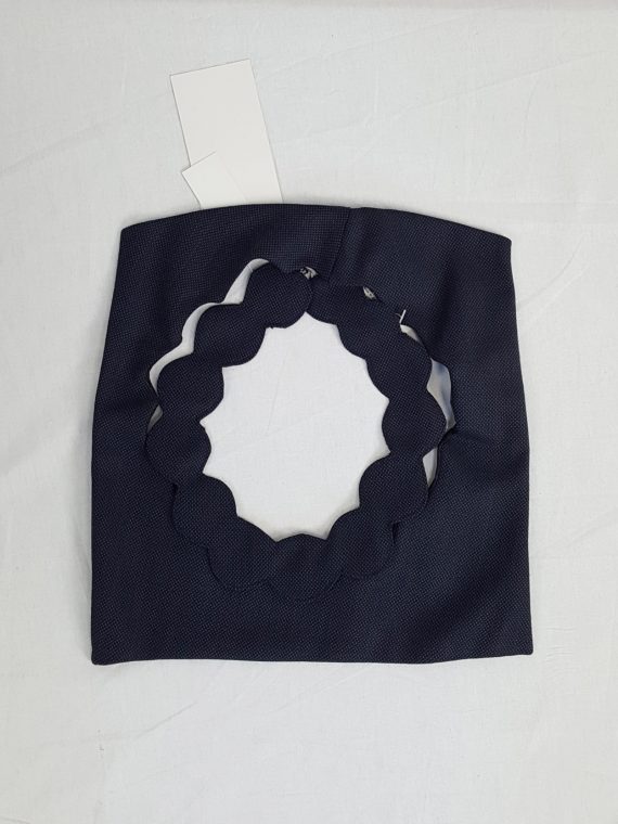 vaniitas vintage Maison Martin Margiela dark blue fabric square with cut out pearl necklace fall 2005 125515