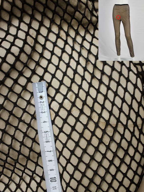 vaniitas vintage Maison Martin Margiela nude leather trousers with black fishnet overlayer runway fall 2011 9147