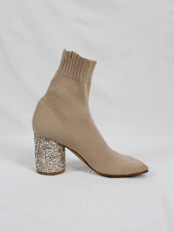 vaniitas vintage Maison Martin Margiela nude sock tabi boots with glitter heel spring 2019 9563