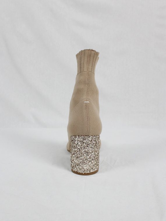 vaniitas vintage Maison Martin Margiela nude sock tabi boots with glitter heel spring 2019 9570