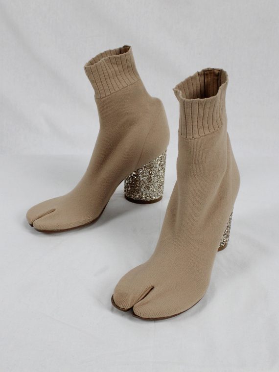 vaniitas vintage Maison Martin Margiela nude sock tabi boots with glitter heel spring 2019 9628