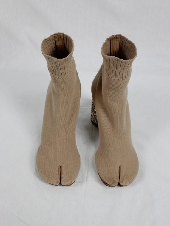 vaniitas vintage Maison Martin Margiela nude sock tabi boots with glitter heel spring 2019 9638