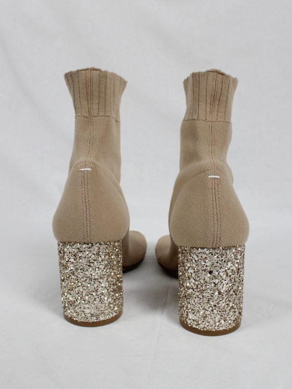vaniitas vintage Maison Martin Margiela nude sock tabi boots with glitter heel spring 2019 9645