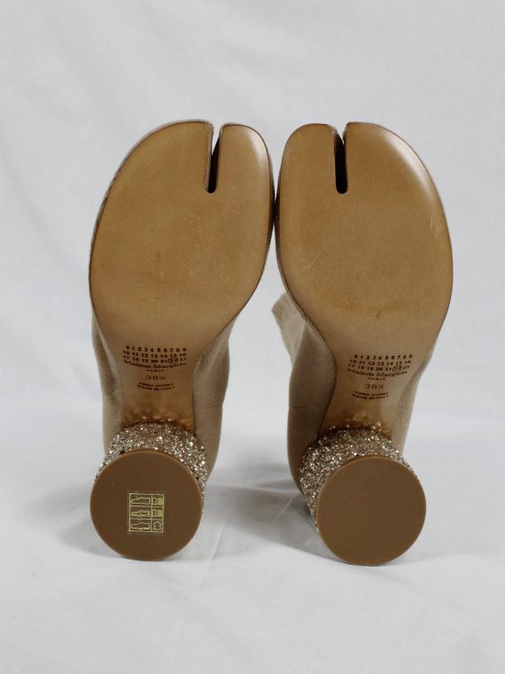 vaniitas vintage Maison Martin Margiela nude sock tabi boots with glitter heel spring 2019 9650