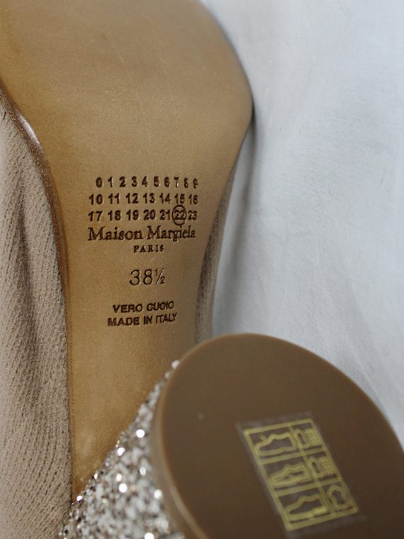 vaniitas vintage Maison Martin Margiela nude sock tabi boots with glitter heel spring 2019 9657
