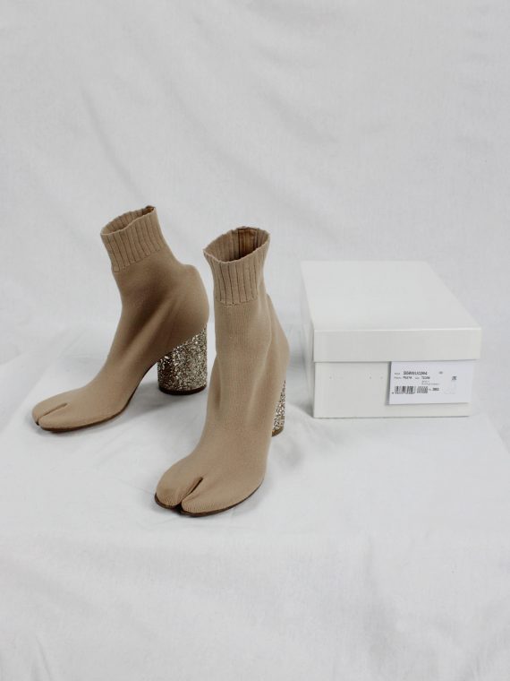 vaniitas vintage Maison Martin Margiela nude sock tabi boots with glitter heel spring 2019 9693