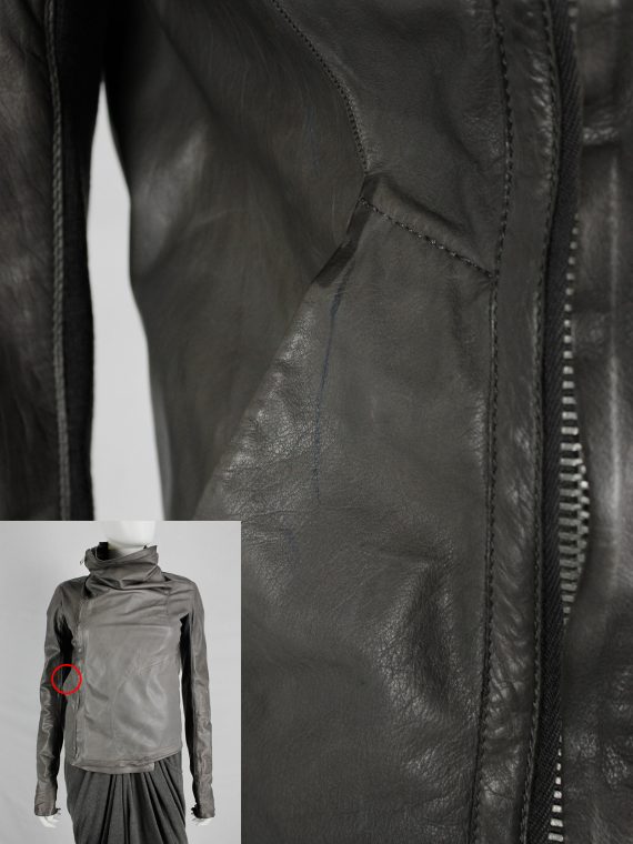 vaniitas vintage Rick Owens classic brown leather biker jacket with waterfall front 8156