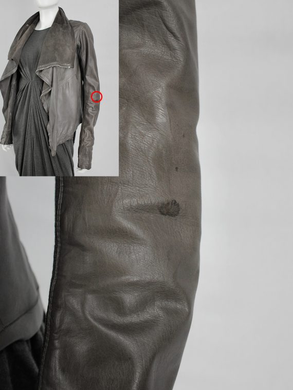 vaniitas vintage Rick Owens classic brown leather biker jacket with waterfall front 8168