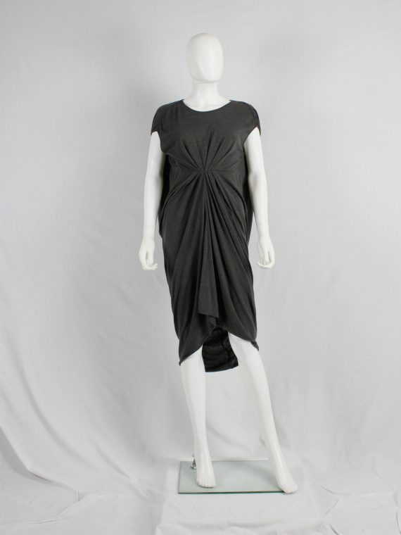 vaniitas vintage Rick Owens lilies brown lobster dress with gathered front and draped back 5533