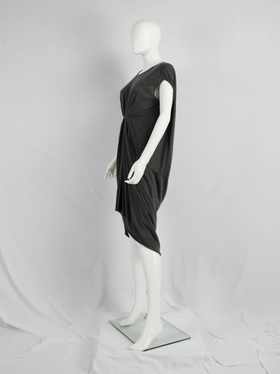 vaniitas vintage Rick Owens lilies brown lobster dress with gathered front and draped back 5547