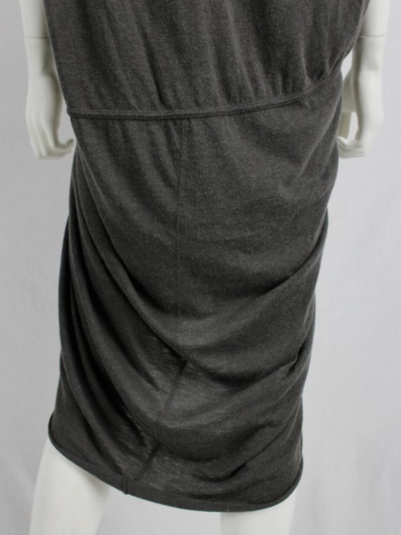 vaniitas vintage Rick Owens lilies brown lobster dress with gathered front and draped back 5578