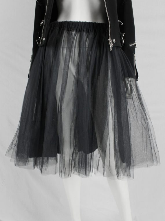 vaniitas vintage Tao Comme des Garçons black skirt with tulle layers on the front AD 2009 9938