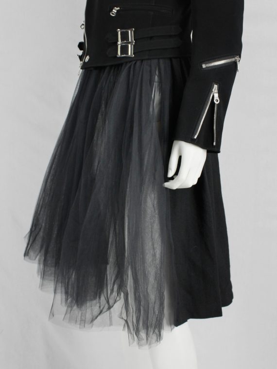 vaniitas vintage Tao Comme des Garçons black skirt with tulle layers on the front AD 2009 9947