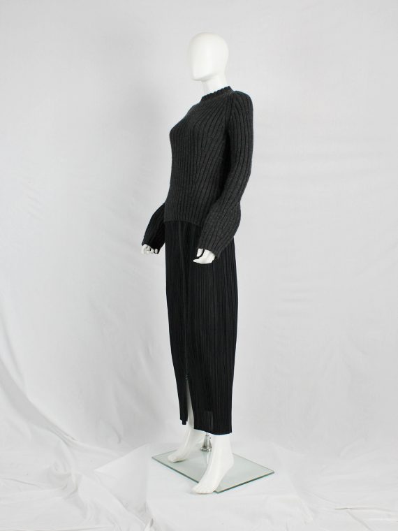 vaniitas vintage Ys Yohji Yamamoto dark grey jumper with bubble sleeves 9431