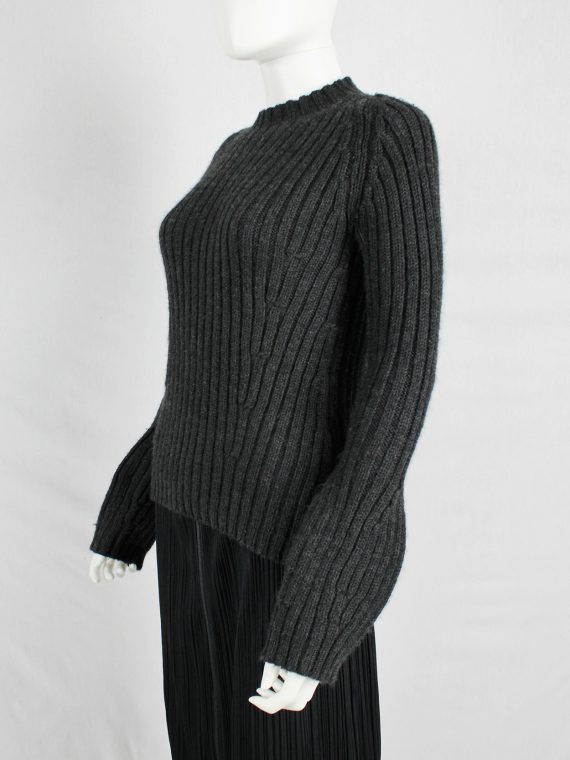 vaniitas vintage Ys Yohji Yamamoto dark grey jumper with bubble sleeves 9438