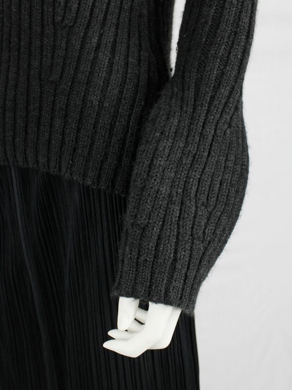 vaniitas vintage Ys Yohji Yamamoto dark grey jumper with bubble sleeves 9447