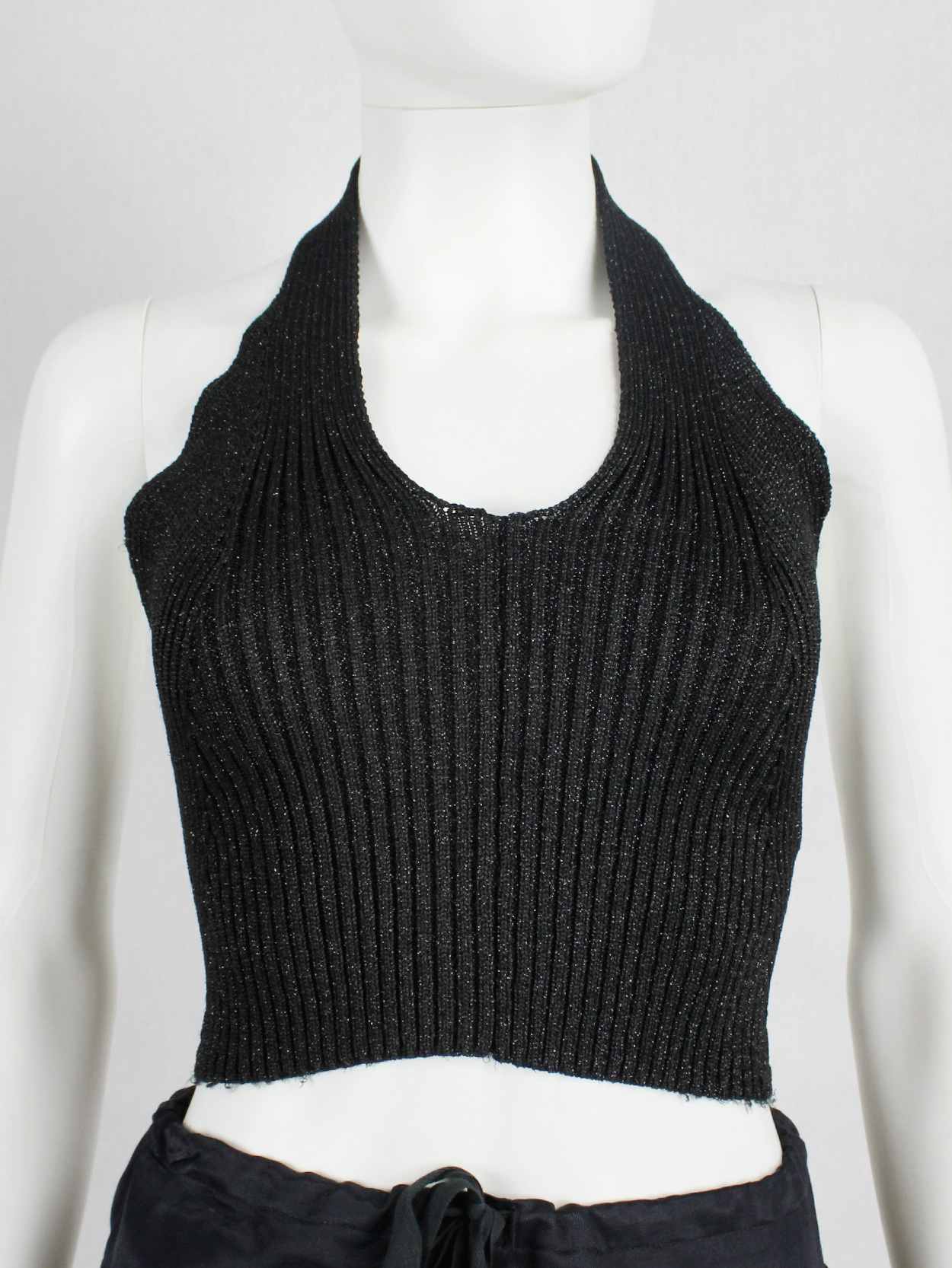 Maison Martin Margiela black crop top with open back — fall 1999 - V A ...
