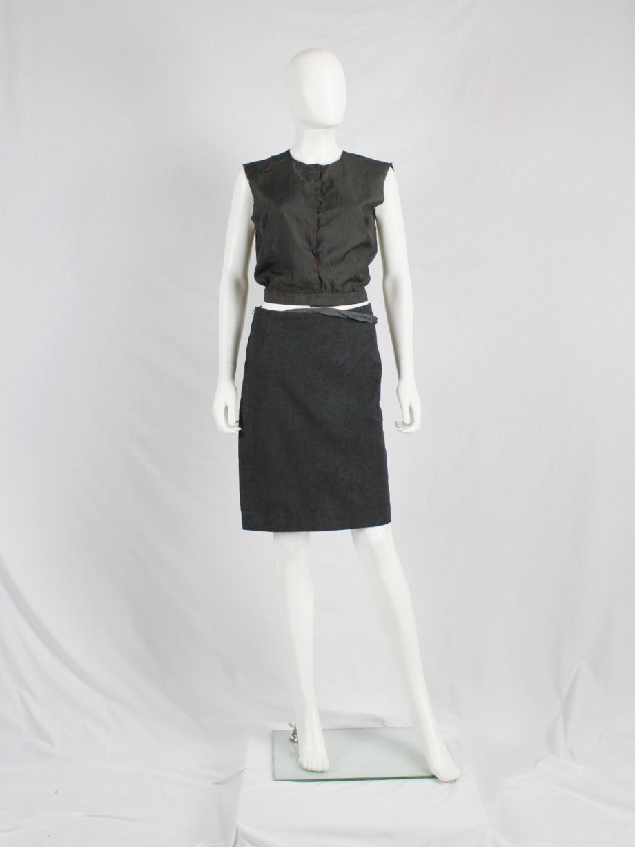 Maison Martin Margiela grey skirt with lining coming through a slit fall 20015415
