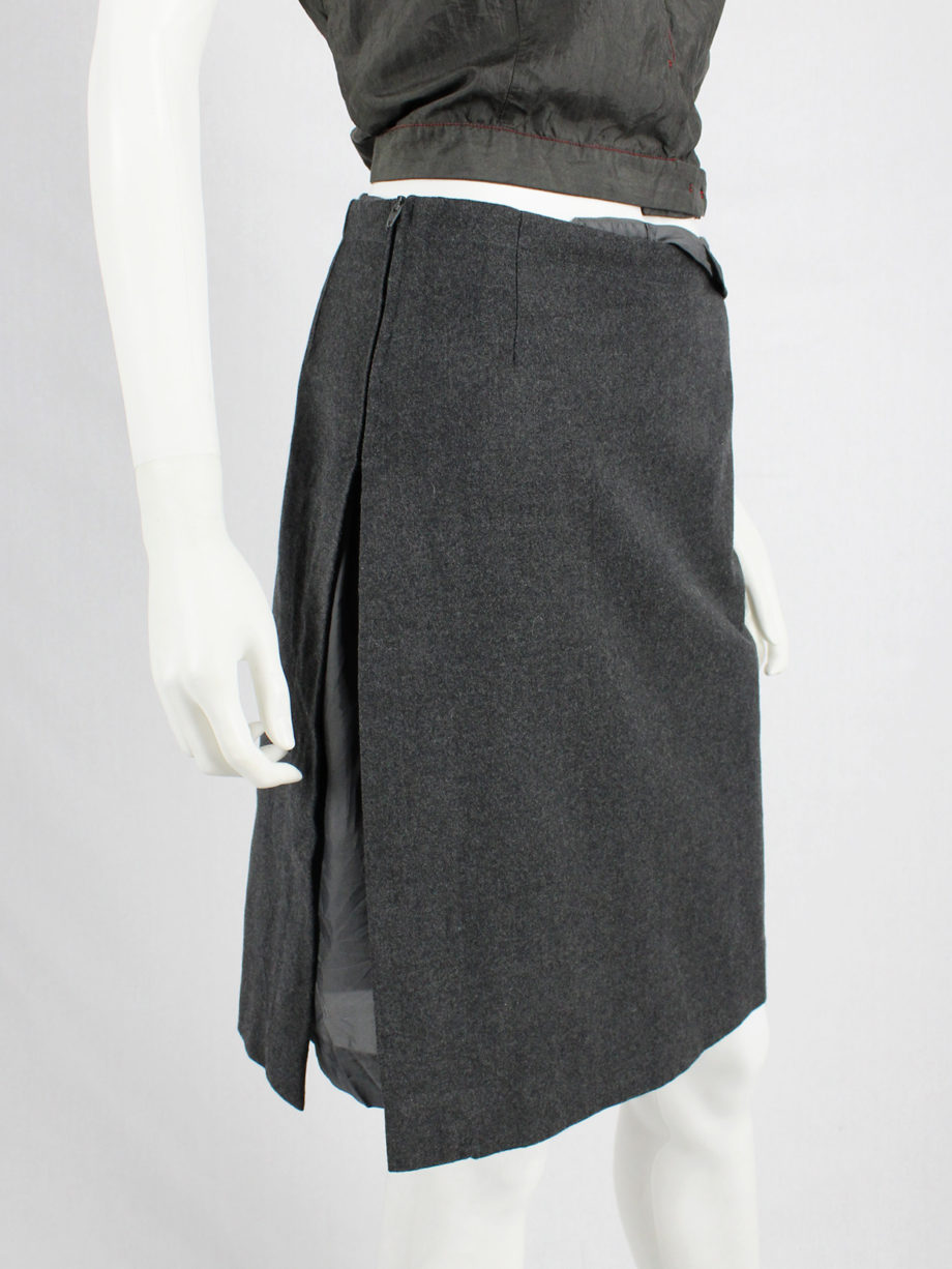 Maison Martin Margiela grey skirt with lining coming through a slit fall 20015438