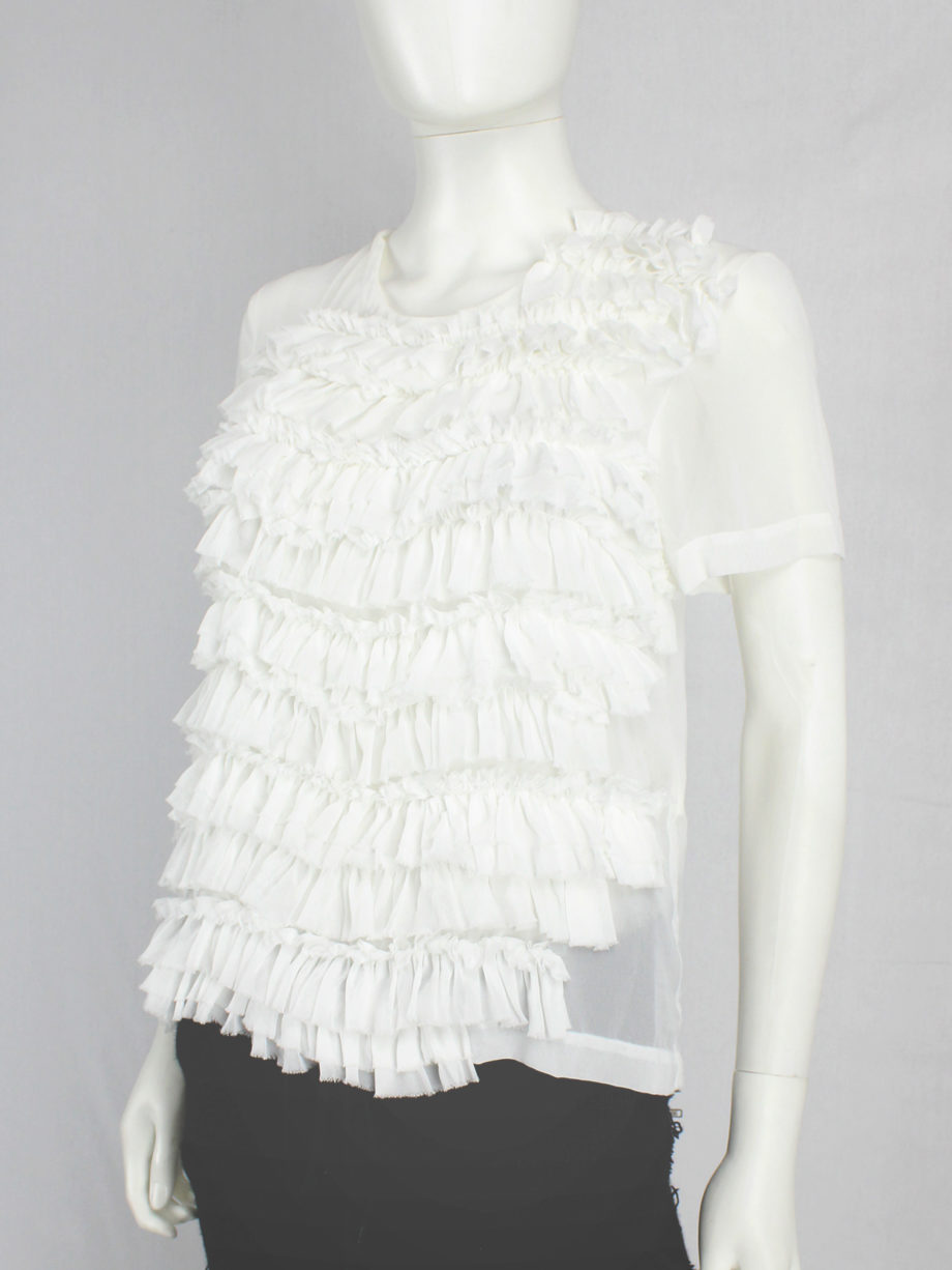 vaniitas Comme des Garcons white frilled top with belted open back spring 2014 _6688