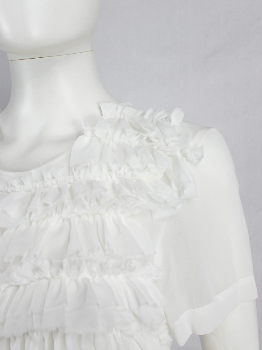 vaniitas Comme des Garcons white frilled top with belted open back spring 2014 _6707