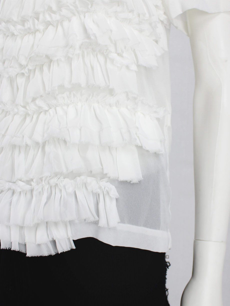 vaniitas Comme des Garcons white frilled top with belted open back spring 2014 _6713