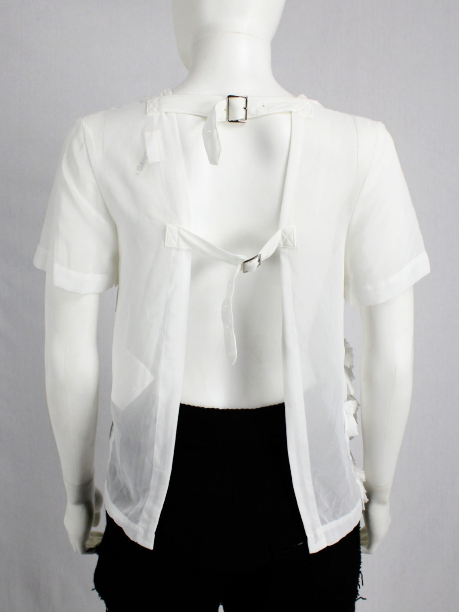 vaniitas Comme des Garcons white frilled top with belted open back spring 2014 _6759