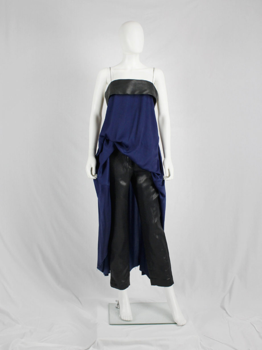 vaniitas Haider Ackermann blue maxi dress with leather band spring 2013 _6446