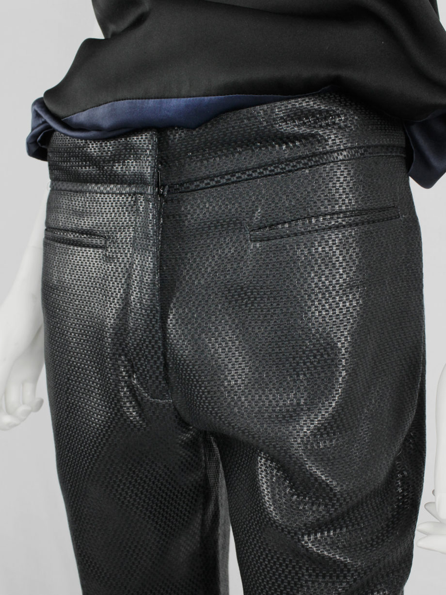 vaniitas Haider Ackermann dark blue woven trousers with cigarette legs _6597