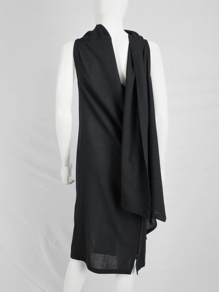 vaniitas vintage Ann Demeulemeester black asymmetric wrap dress 1397