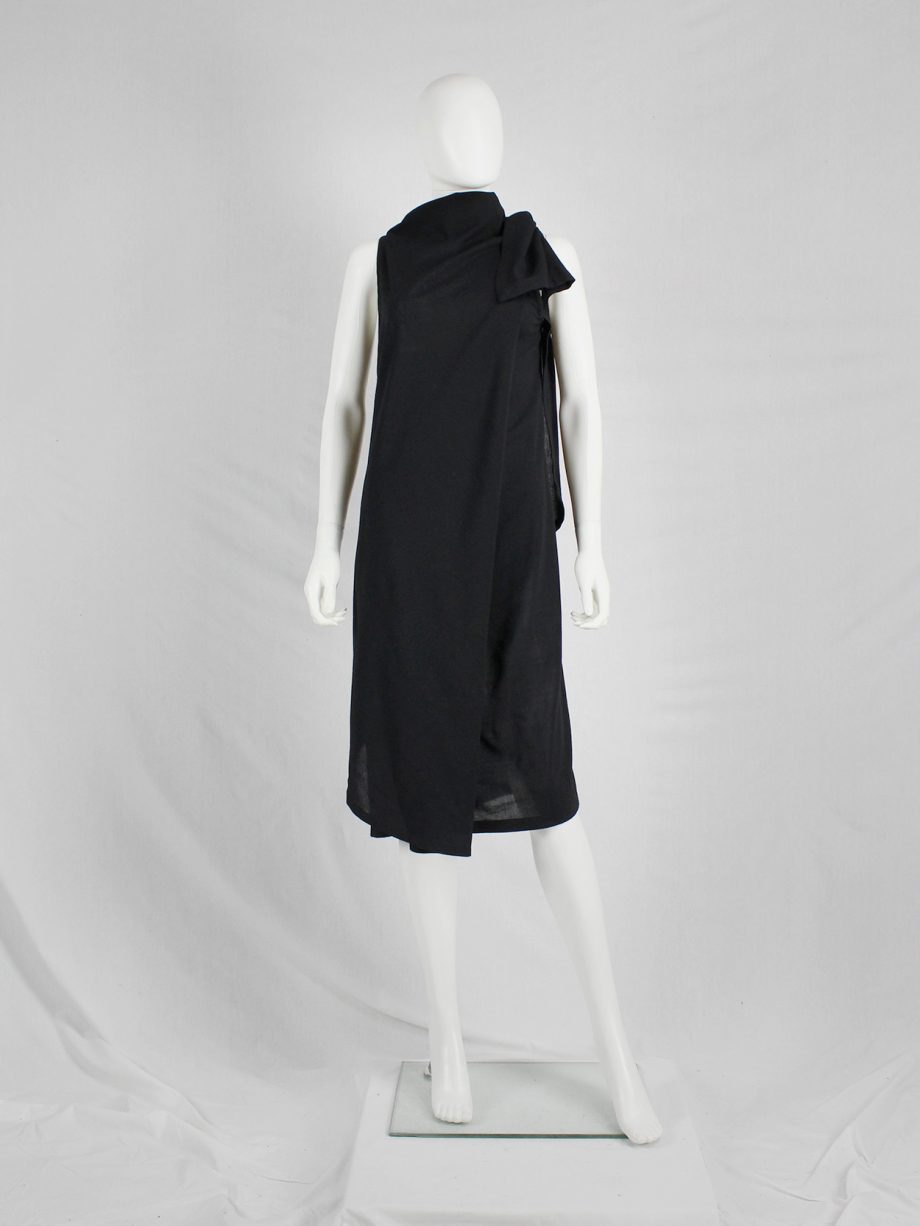 vaniitas vintage Ann Demeulemeester black asymmetric wrap dress 1456