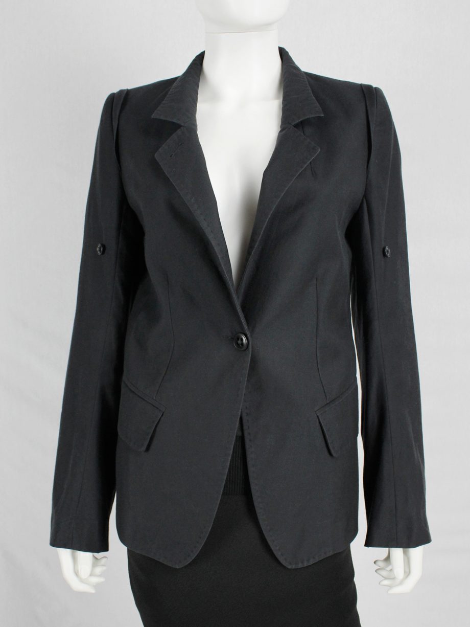 vaniitas vintage Ann Demeulemeester black blazer with rolled-up sleeves 2267