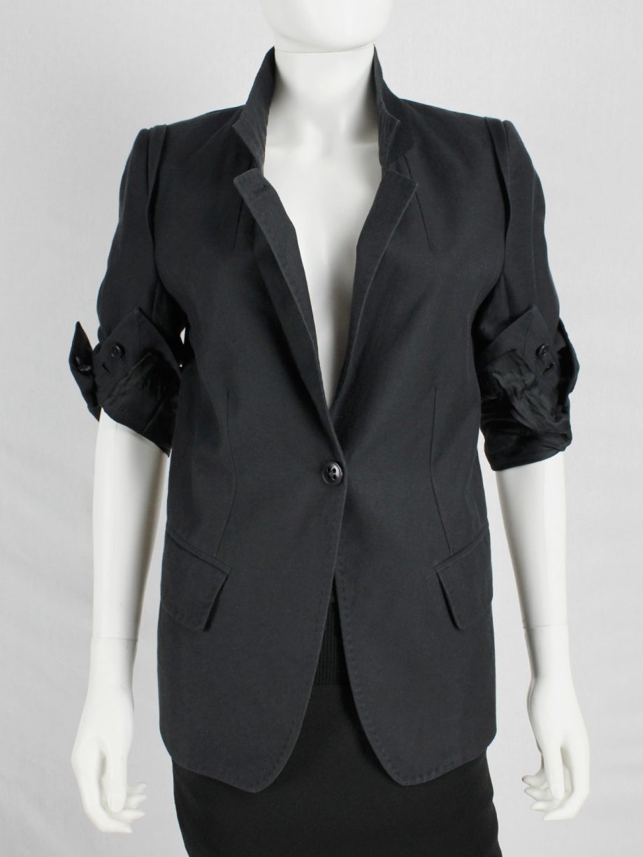 vaniitas vintage Ann Demeulemeester black blazer with rolled-up sleeves 2290
