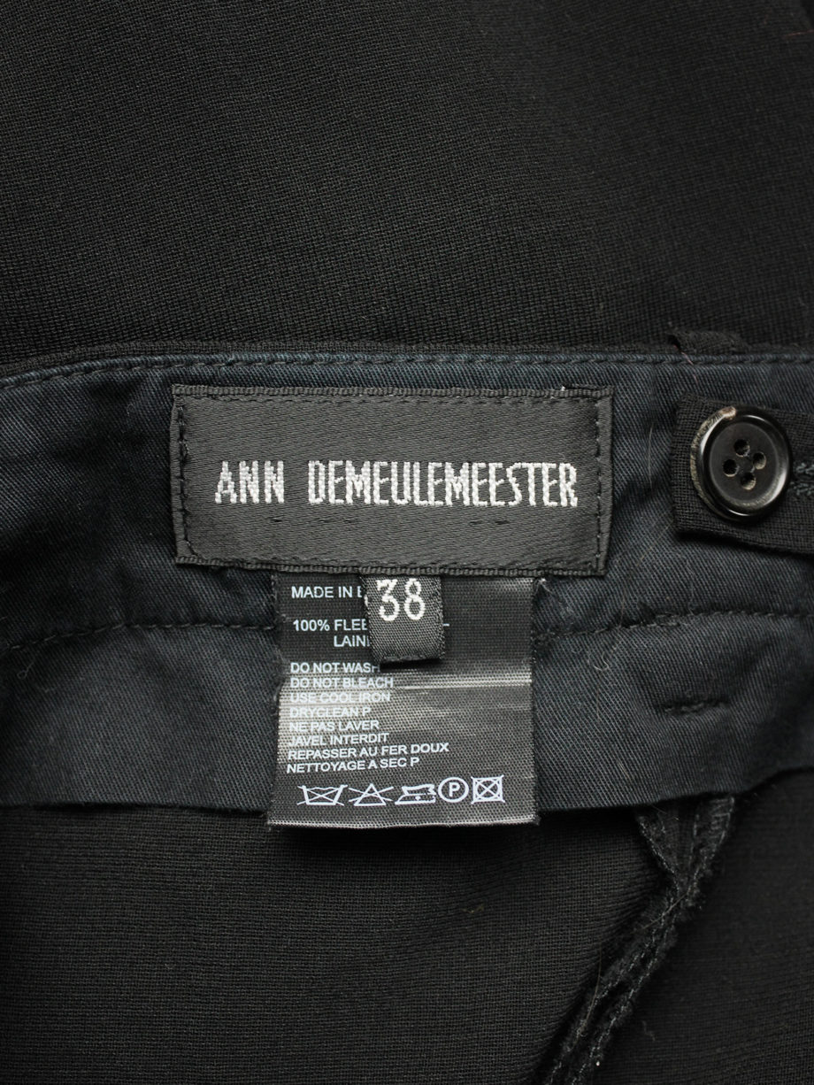 vaniitas vintage Ann Demeulemeester black draped trousers with strap or jumpsuit spring 2003 3595