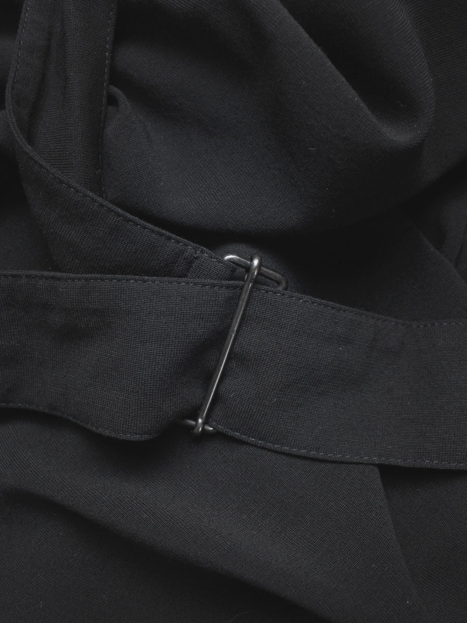 vaniitas vintage Ann Demeulemeester black draped trousers with strap or jumpsuit spring 2003 3600