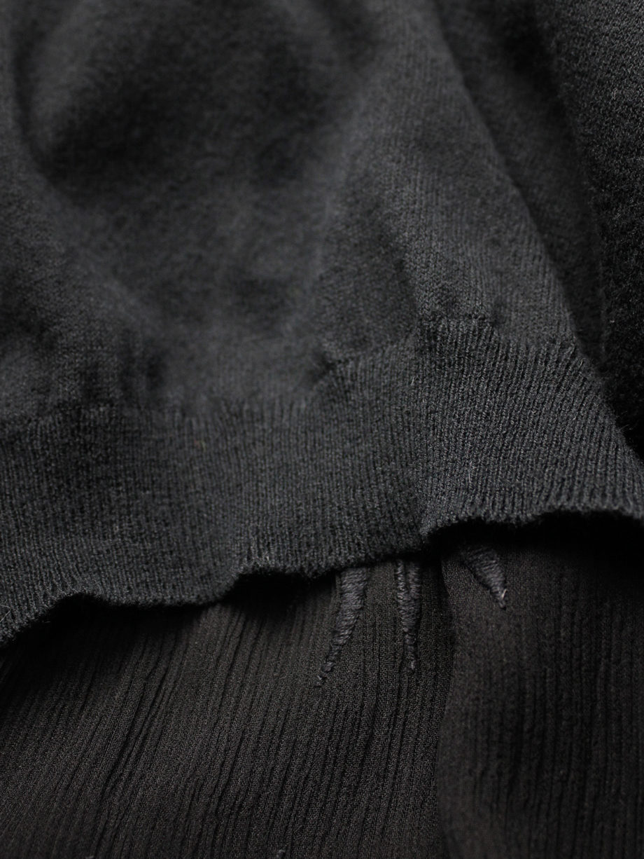 vaniitas vintage Ann Demeulemeester black jumper with sheer embroidered hem 0932