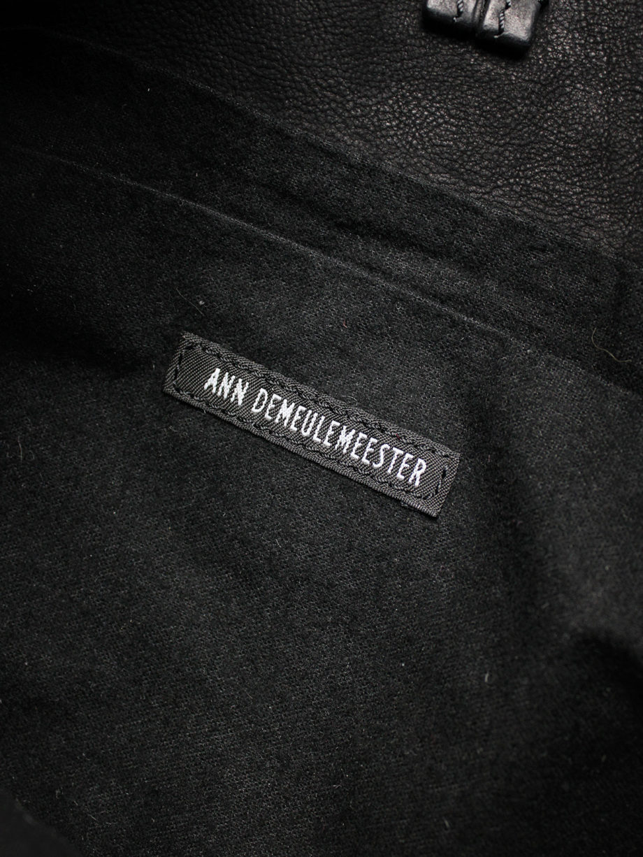 vaniitas vintage Ann Demeulemeester black leather shoulder bag with extra long horsehair tassel 4902