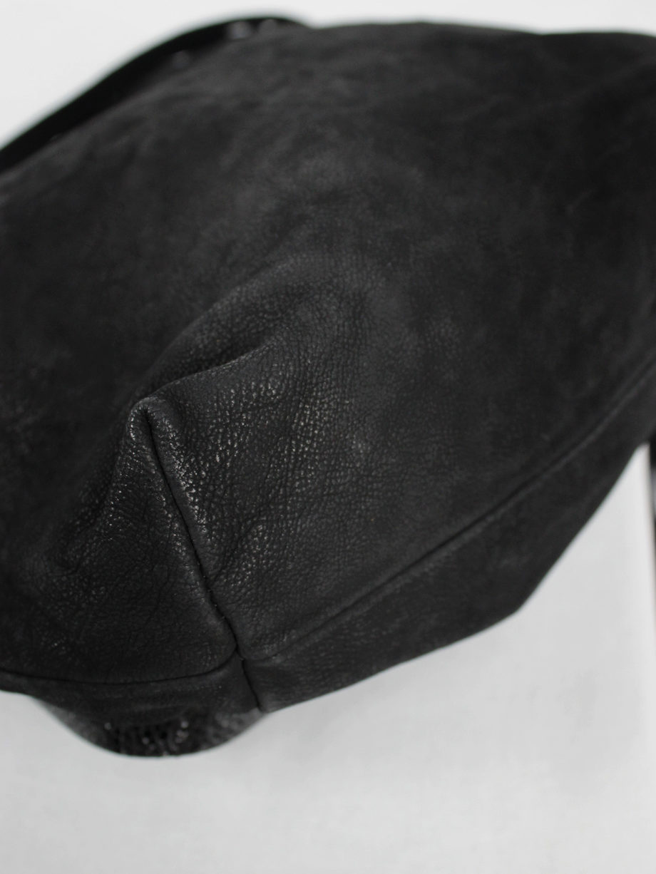 vaniitas vintage Ann Demeulemeester black leather shoulder bag with extra long horsehair tassel 5048