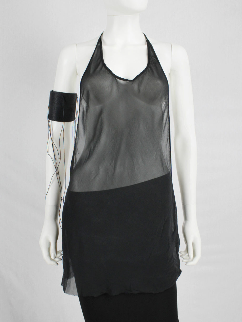 vaniitas vintage Ann Demeulemeester black sheer backless top with minimalist strap spring 2006 4338