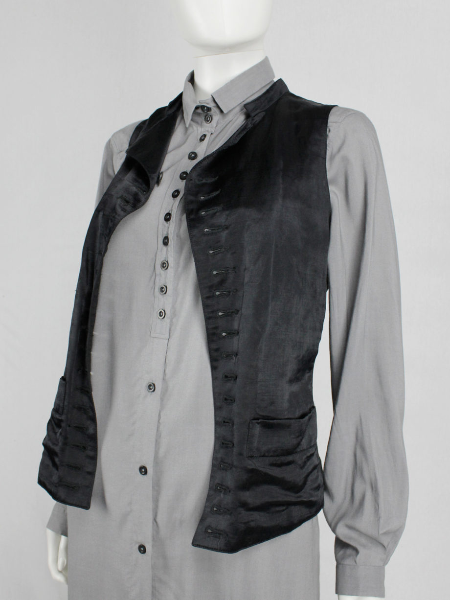 vaniitas vintage Ann Demeulemeester black victorian-style waistcoat with multiple button holes 3433