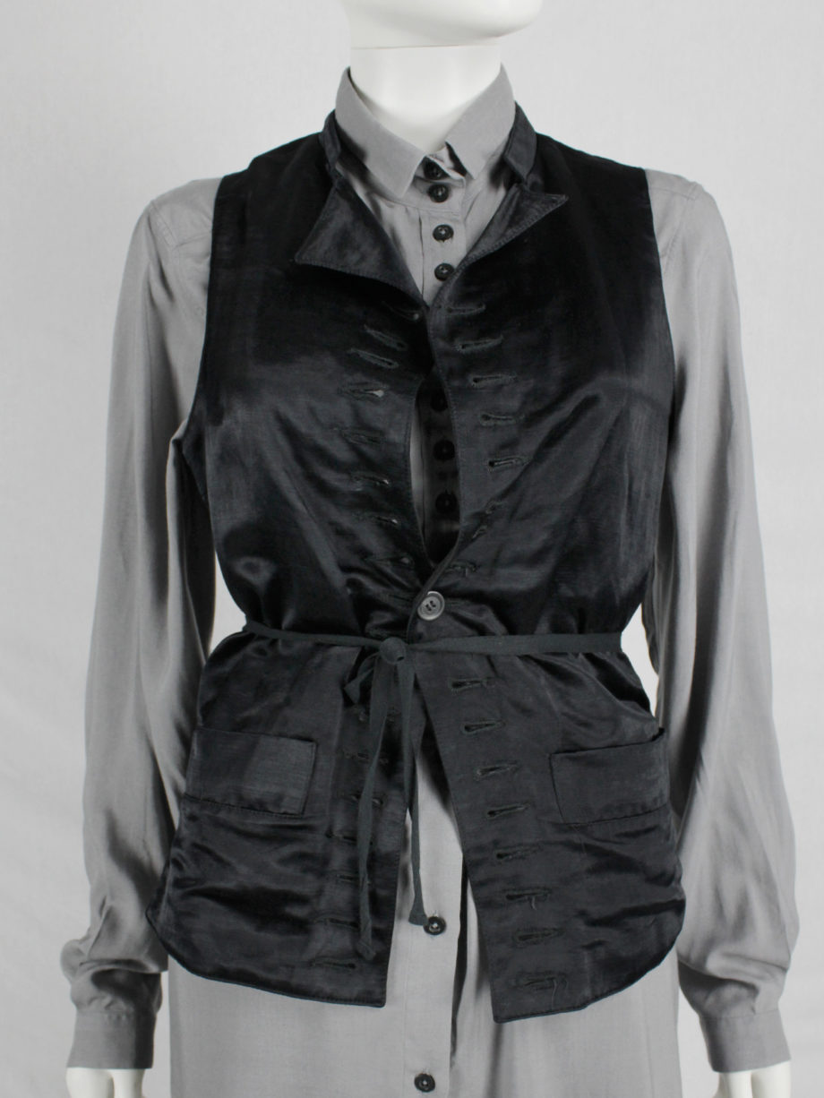 vaniitas vintage Ann Demeulemeester black victorian-style waistcoat with multiple button holes 3493