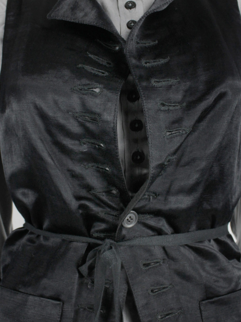 vaniitas vintage Ann Demeulemeester black victorian-style waistcoat with multiple button holes 3497