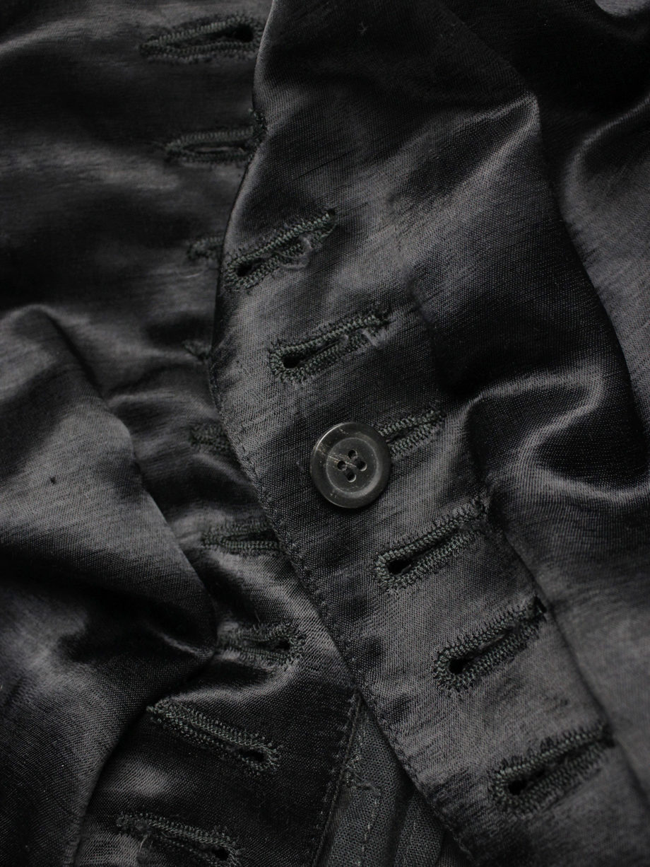 vaniitas vintage Ann Demeulemeester black victorian-style waistcoat with multiple button holes 3550